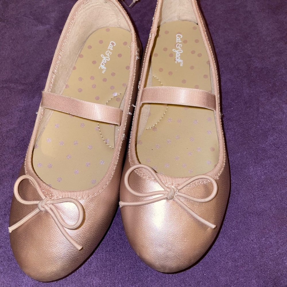 Cat &Jack Rose Gold flats for girls size 11